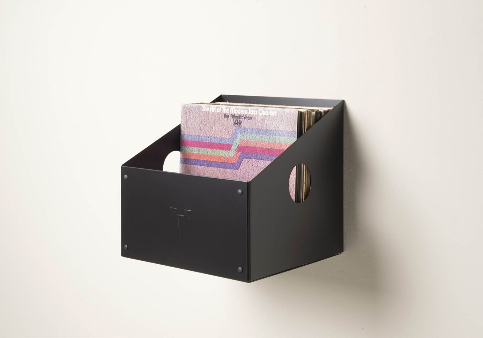 Schallplattenbox Metall Schwarz Schallplattenregal - 1